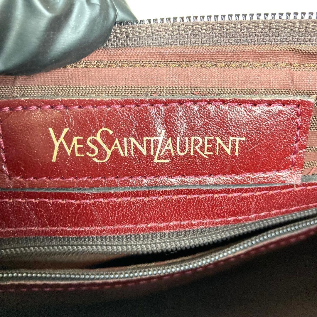 YVES SAINT LAURENT Boston bag Leather Red Vintage Authentic From Japan