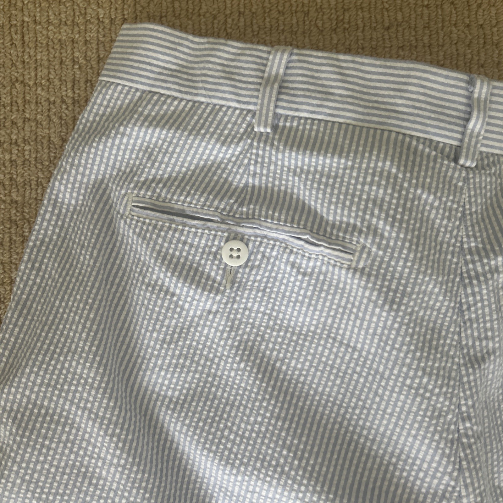 Daniel Cremieux Blue Label Seersucker Pants Men 34×32 Striped Flat Front Preppy