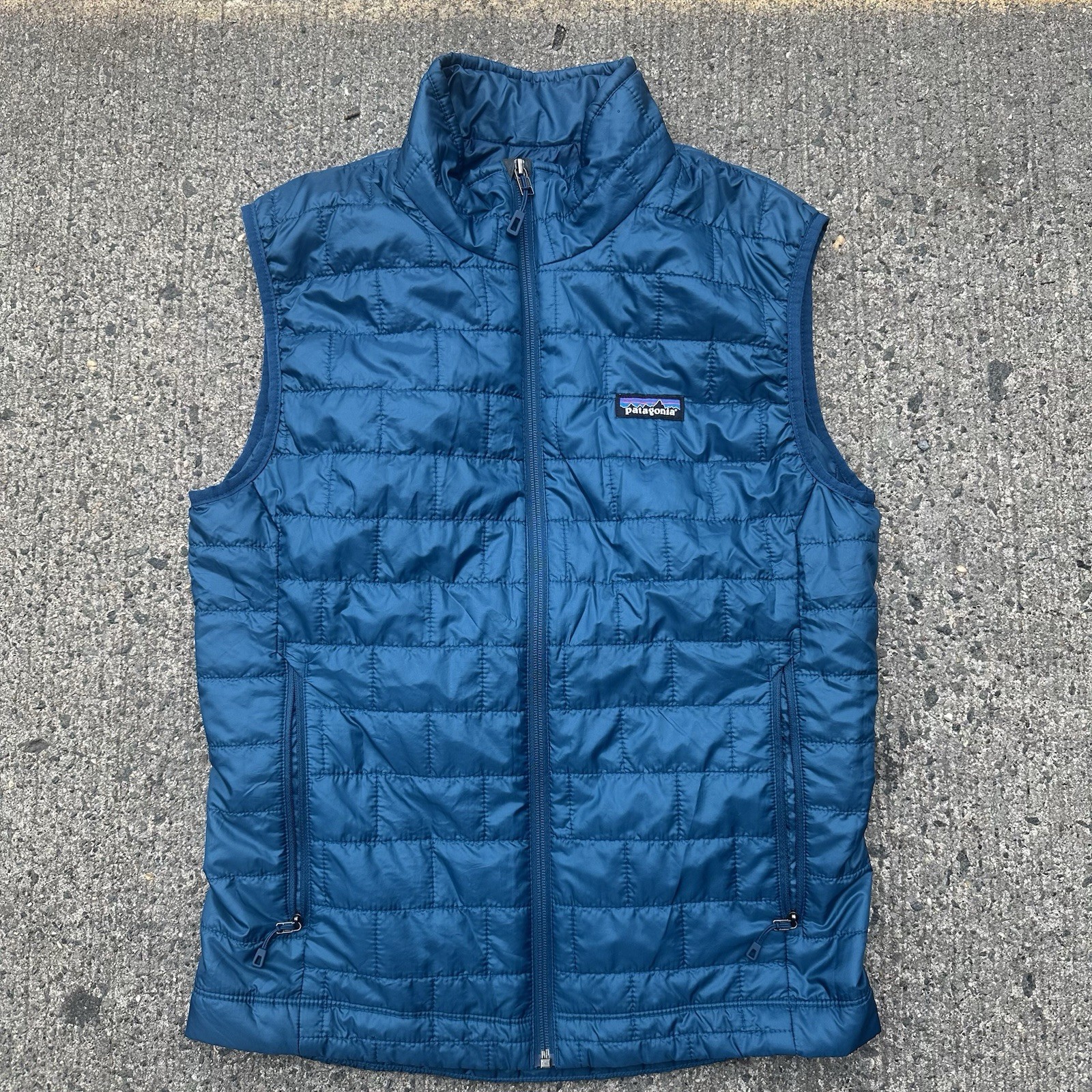 Patagonia Nano Puffer Vest Mens Sz L Blue Quilted Full Zip Outdoor Hiking