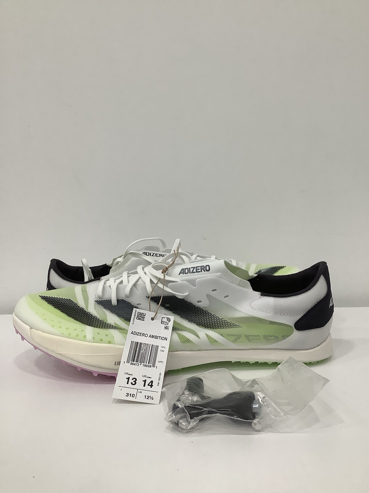 Adidas Adizero Ambition Track Sneaker Spikes White Black IE5486 Men Size 13