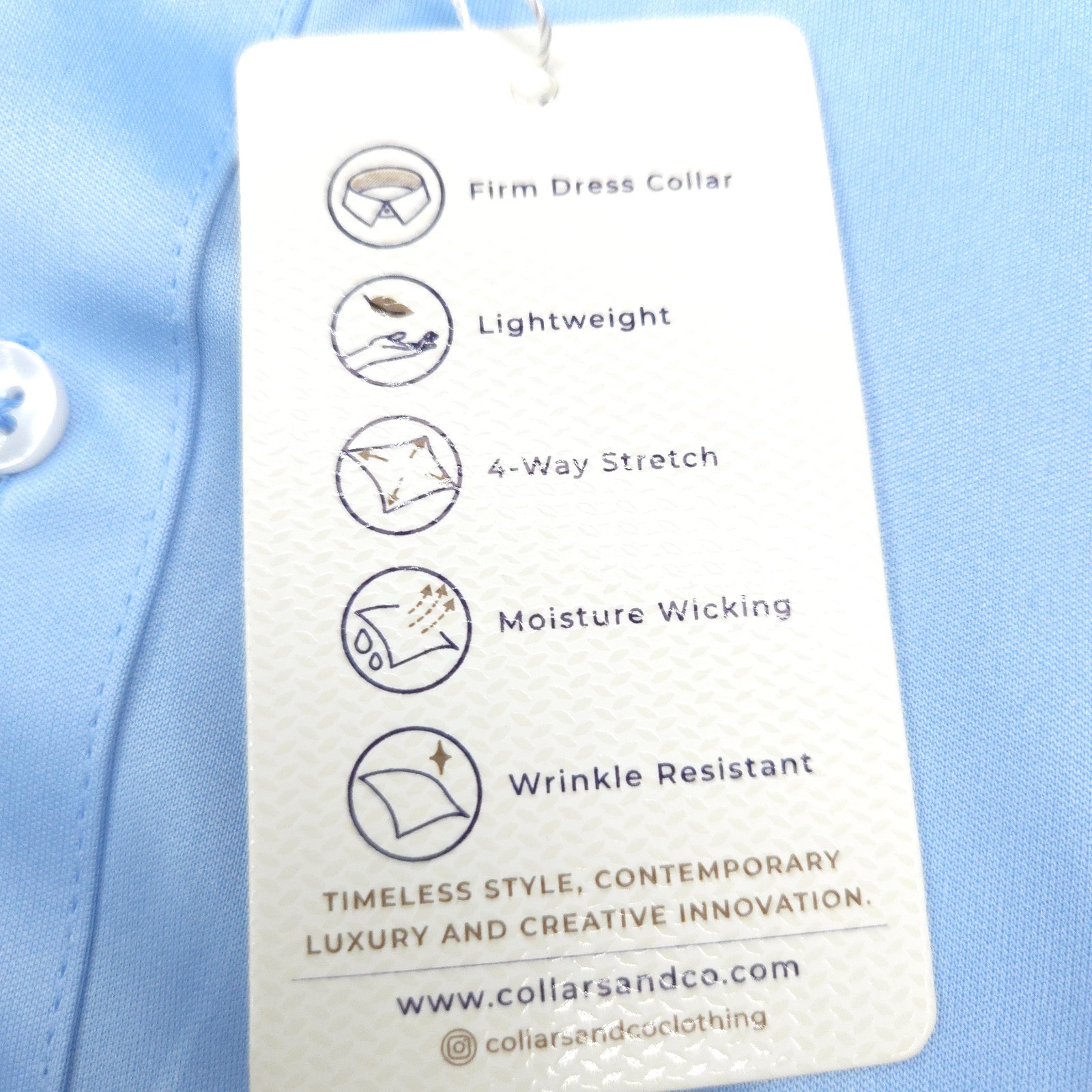 Collars & Co Performance Polo Shirt -L- BLUE LIGHTWEIGHT POLY Dress Collar -GOLF