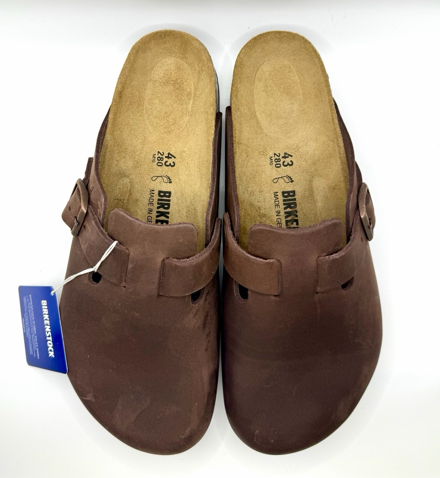 Birkenstock Boston BS Habana Brown Leather Clog Sandals EU 43 US 10 MPN 860131