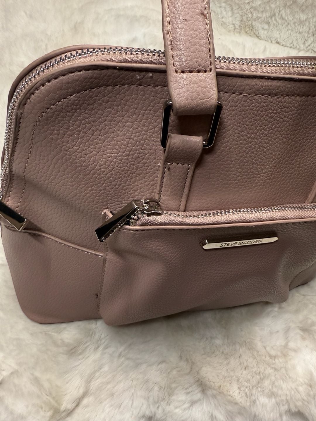 Steve Madden Blush Pebbled Faux Leather Satchel Handbag