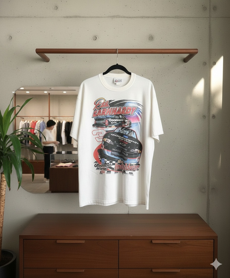 Dale Earnhardt NASCAR Racing Graphic T-Shirt White Vintage Tee – T533