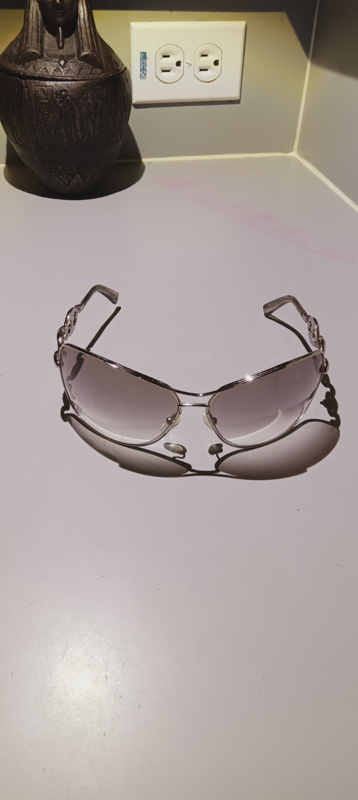 Gucci GG 2715/S Wrap Sunglasses Silver Metal Frame Gray Gradient UV 125mm