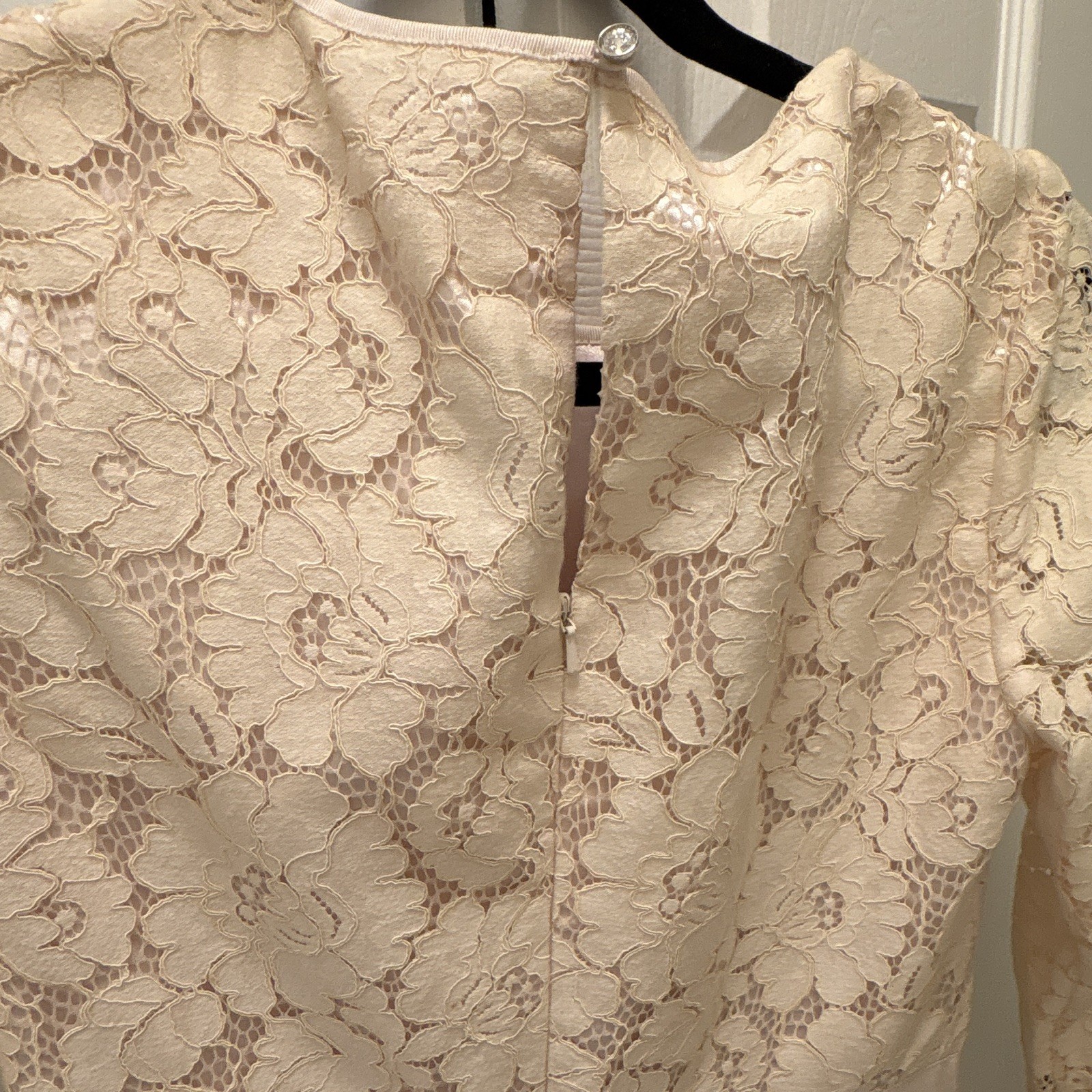 Ted Baker Ivory Floral Lace Fit & Flare Knee Dress 3 3/4 Sleeve Lined