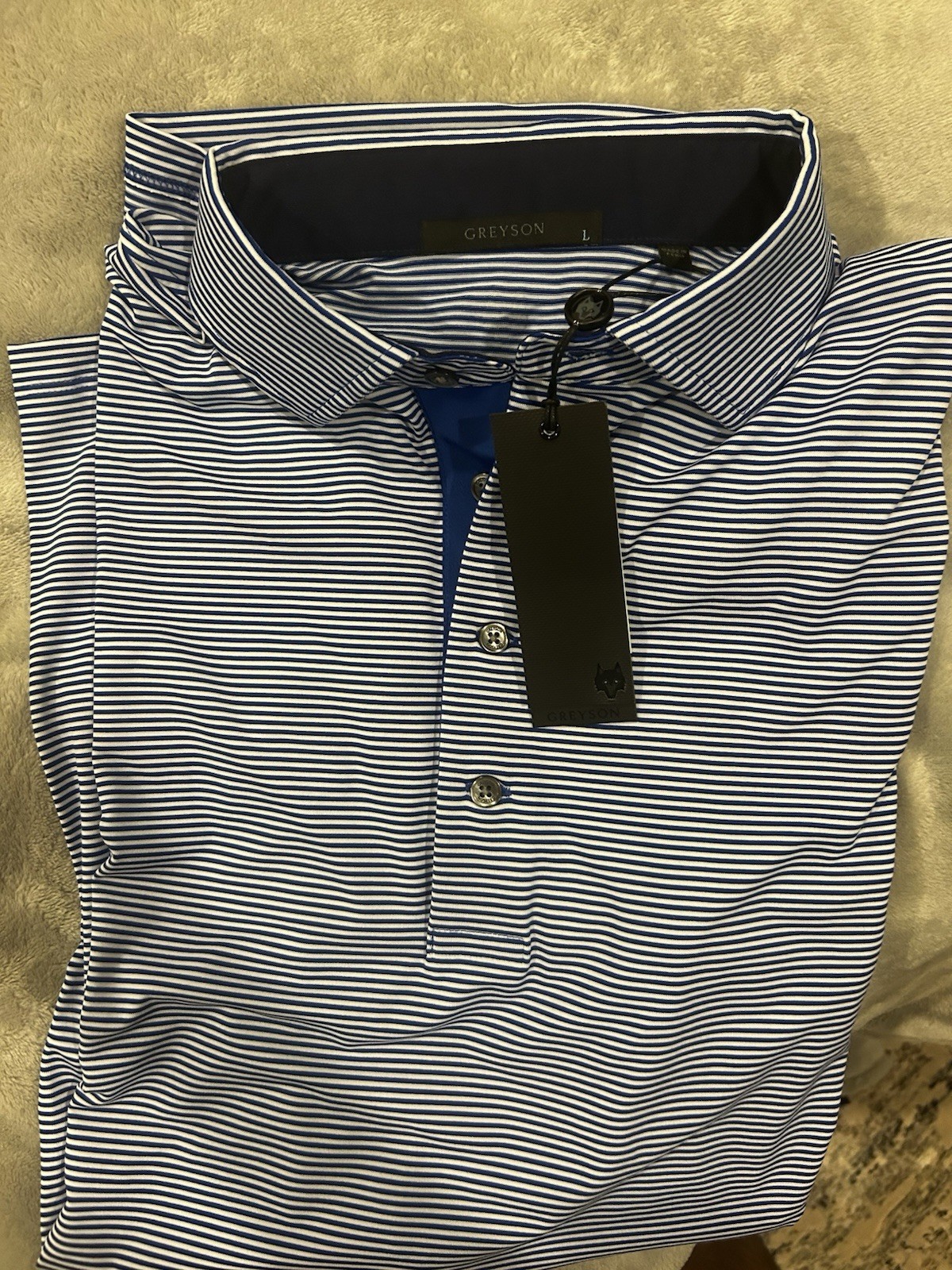 Greyson Saranac Men’s Short Sleeve Polo Shirt, Size L, Canal Blue
