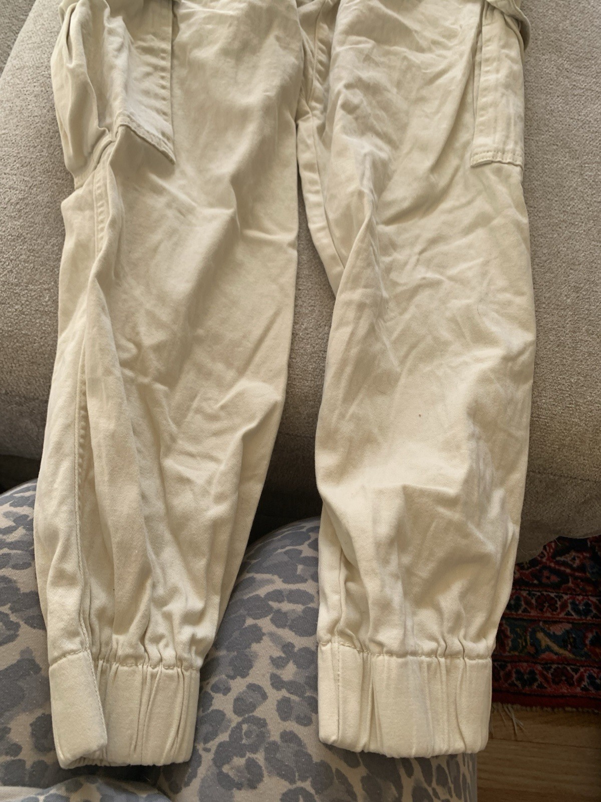 Wesc Khaki Cargo jogger 30w Well Made Thicker Fabric cream, color, extra large