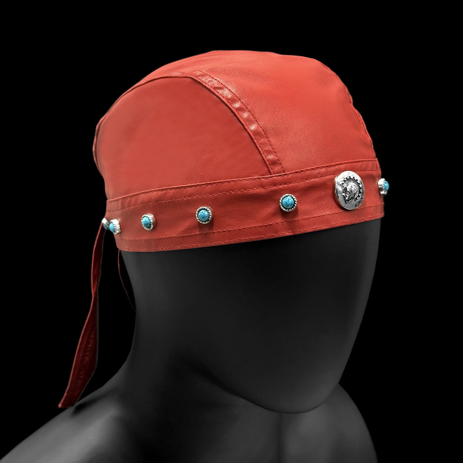 Punk Cycling Bandana Doo Rags Skull Cap Motorcycle Biker Leather Cap Red