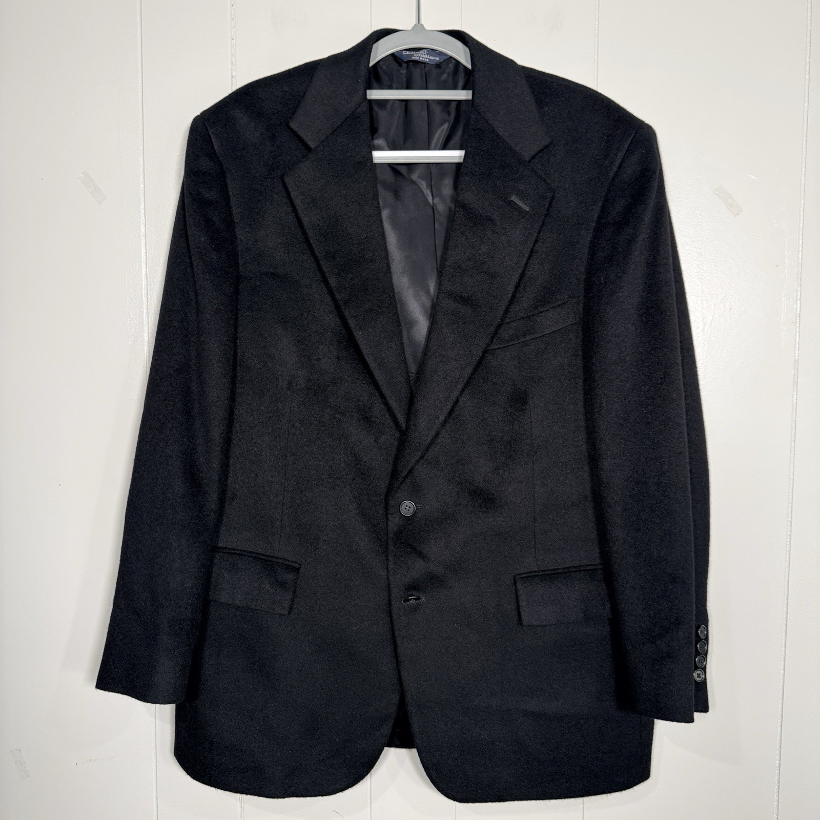Vintage Polo Ralph Lauren Camel Hair Blazer 43R USA Union Made Black Jacket