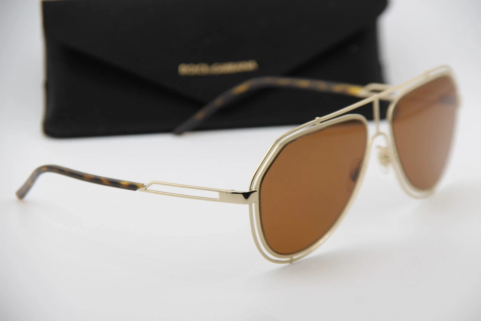 DOLCE & GABBANA DG 2176 488/73 GOLD HAVANA GUNMETAL AUTHENTIC SUNGLASSES 59-15