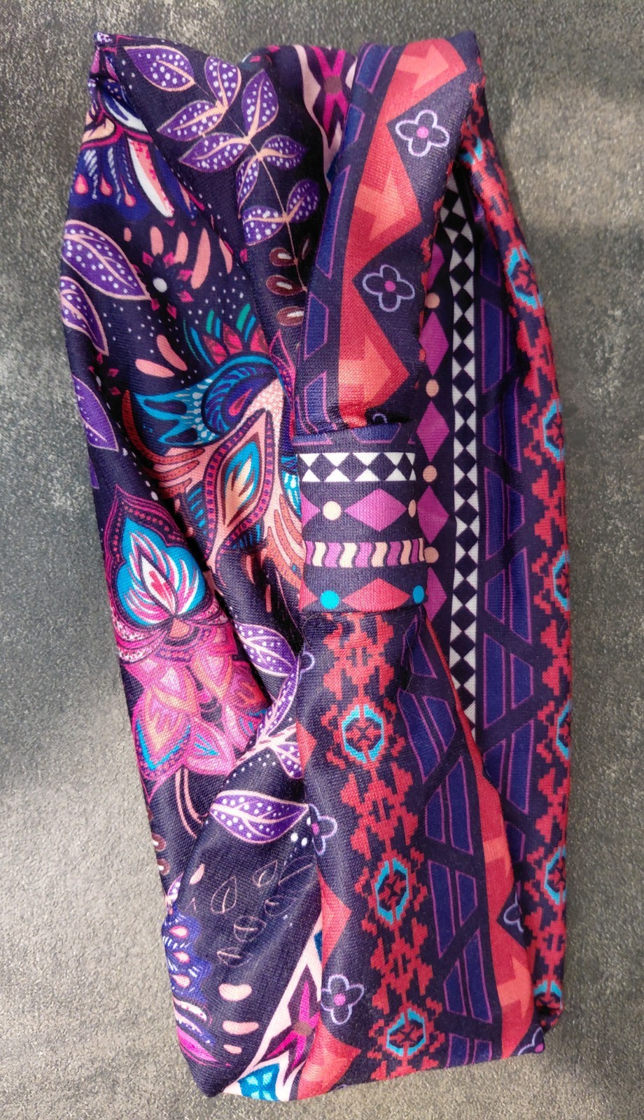 Lot of 7 Boho Stretch Headbands Wide Purple Pink Aztec Floral