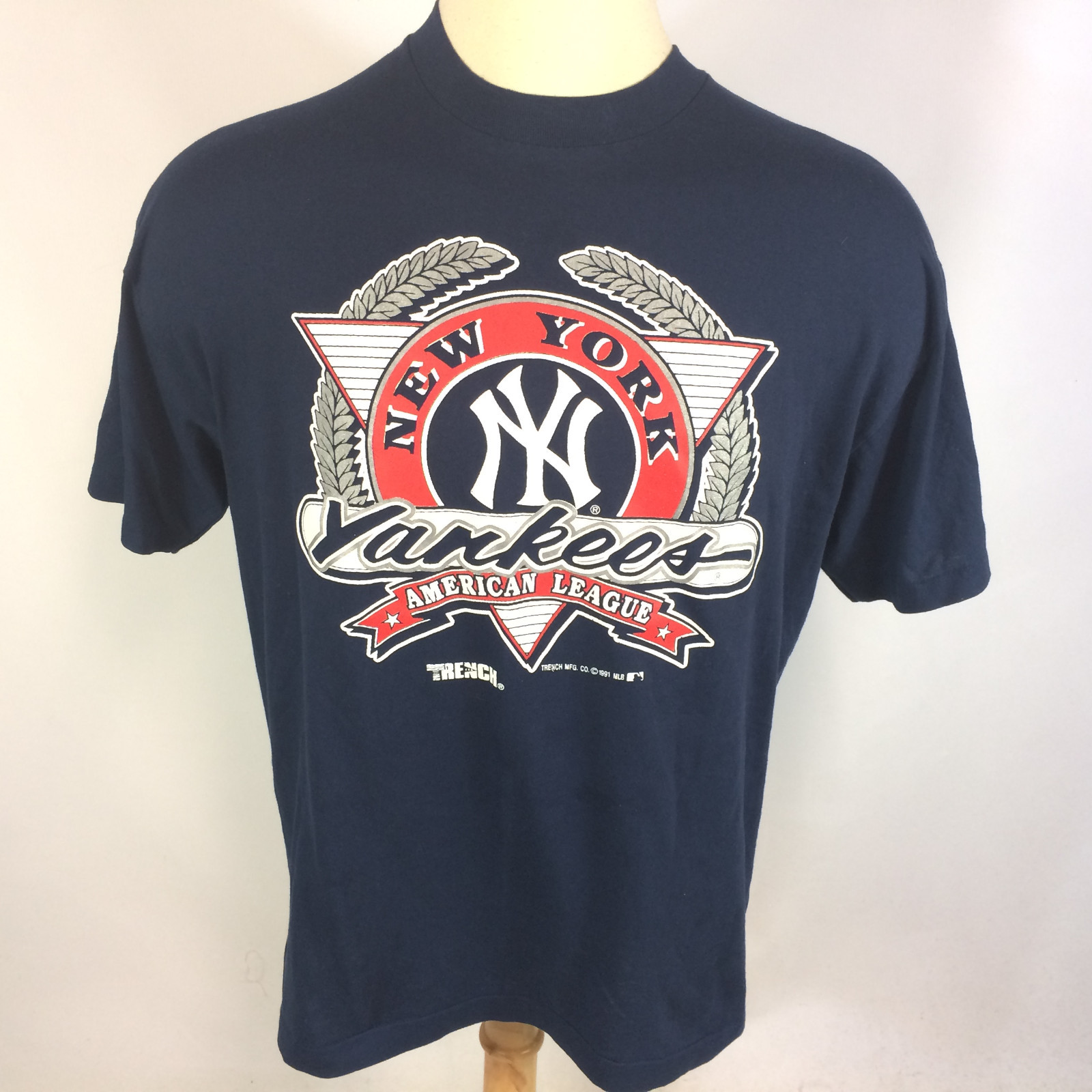 Vintage 80s 90s New York Yankees MLB Baseball T Shirt Trench Sports American USA