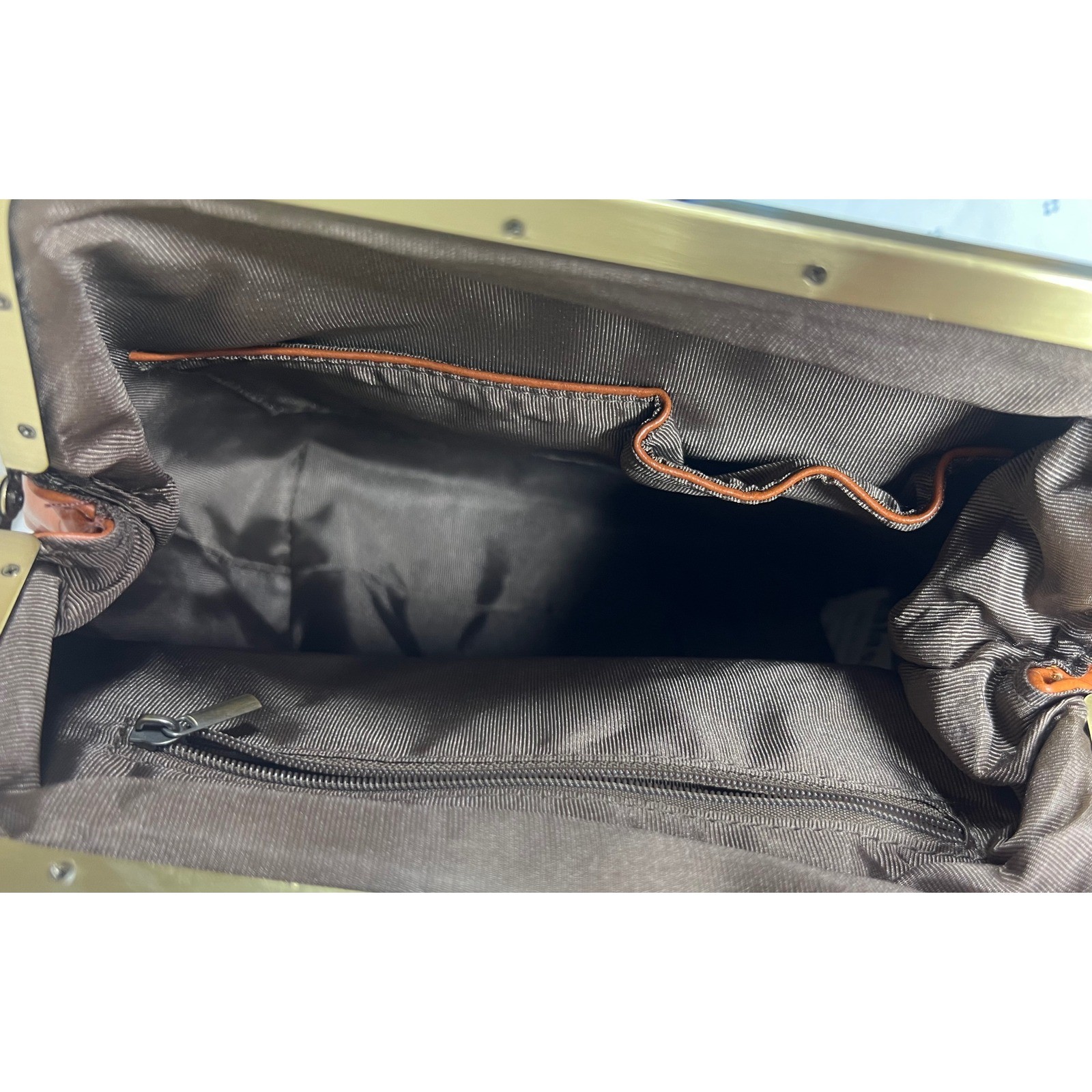 Walasa Love Bag Cognac Brown Split Leather Kiss Lock Convertible Backpack Bow