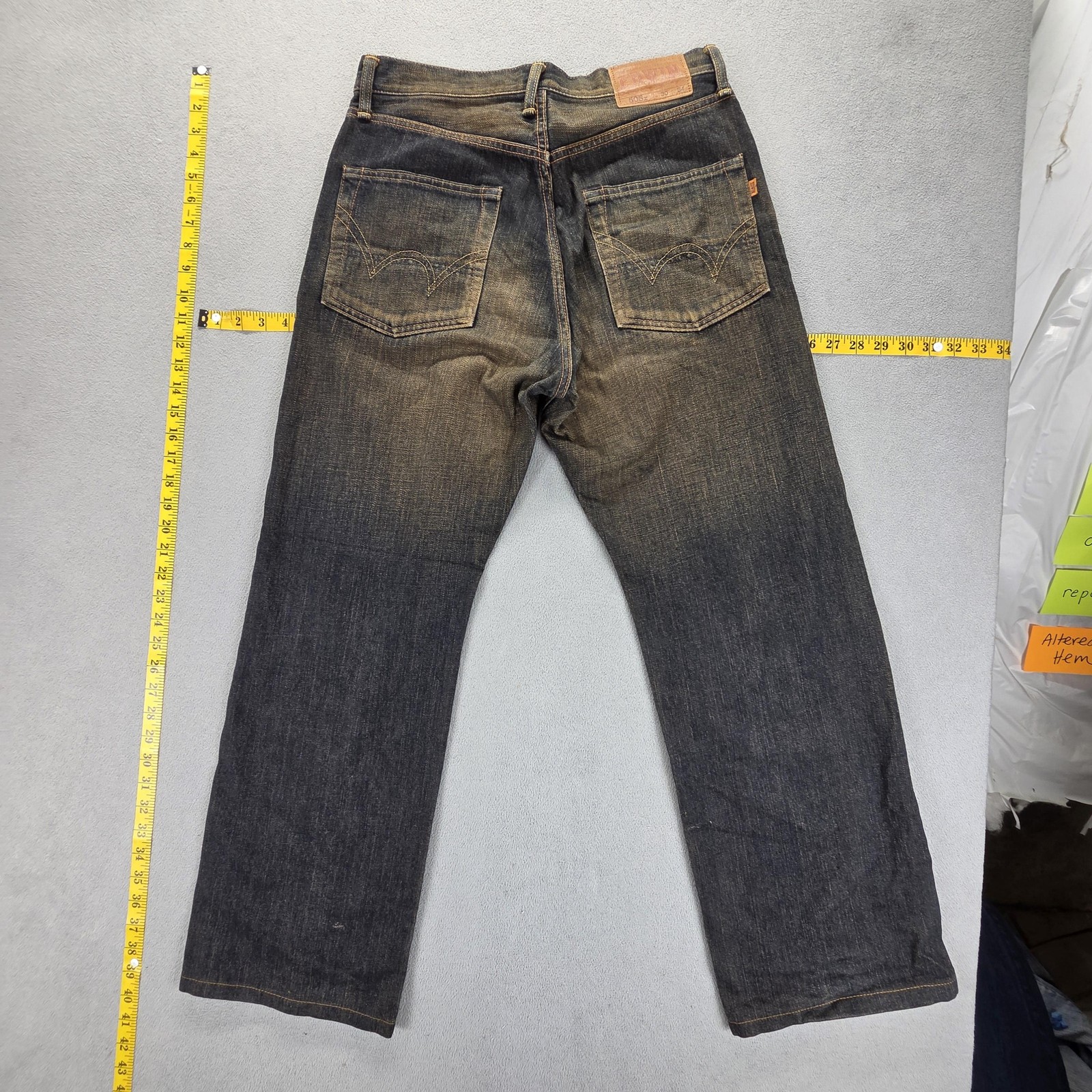 Edwin Jeans Mens Blue Selvedge 505z Dirty Wash Whiskers Fits 30×28