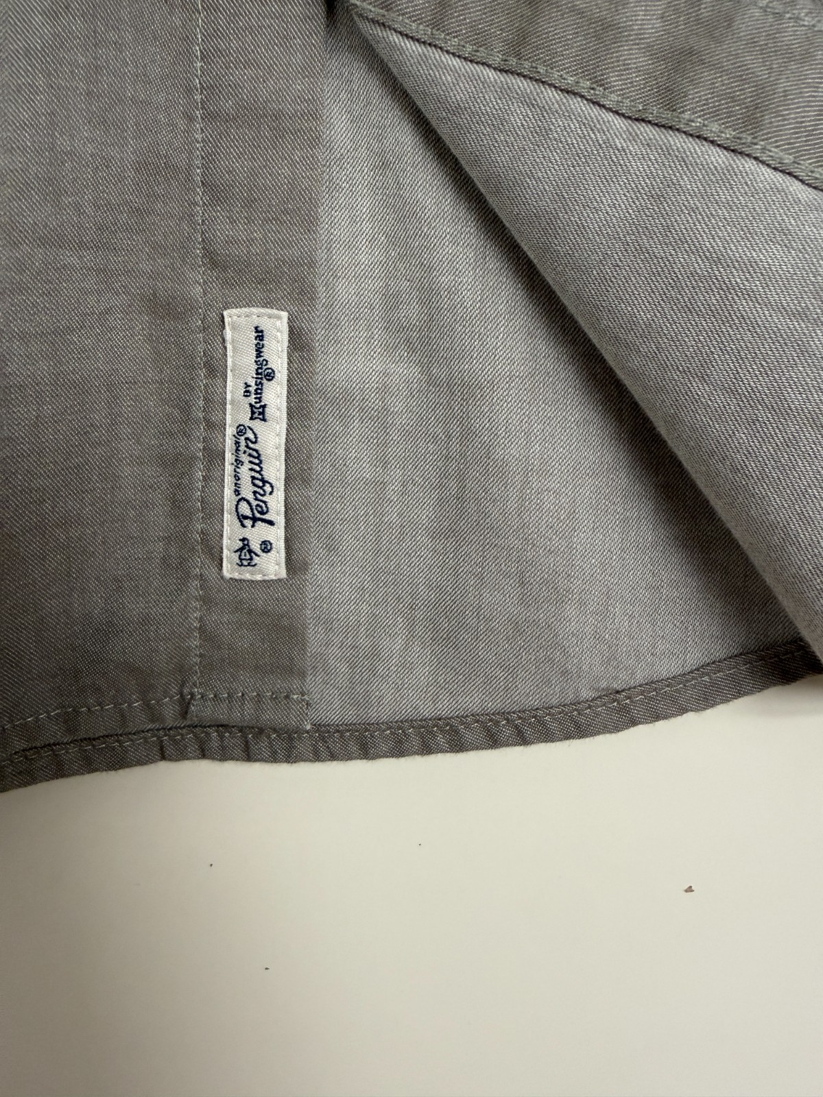 Original Penguin Men’s Gray Engineered Stripe Short Sleeve Button Down Shirt XXL