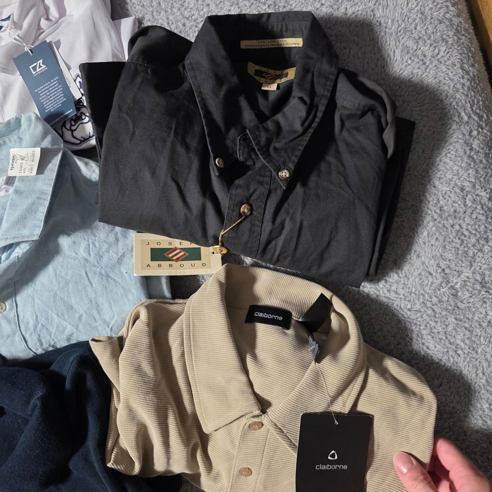 Multi Brand Mens Mixed Size Polo Button Down Shirt Lot 8pc Navy Blue ALL FLAWED