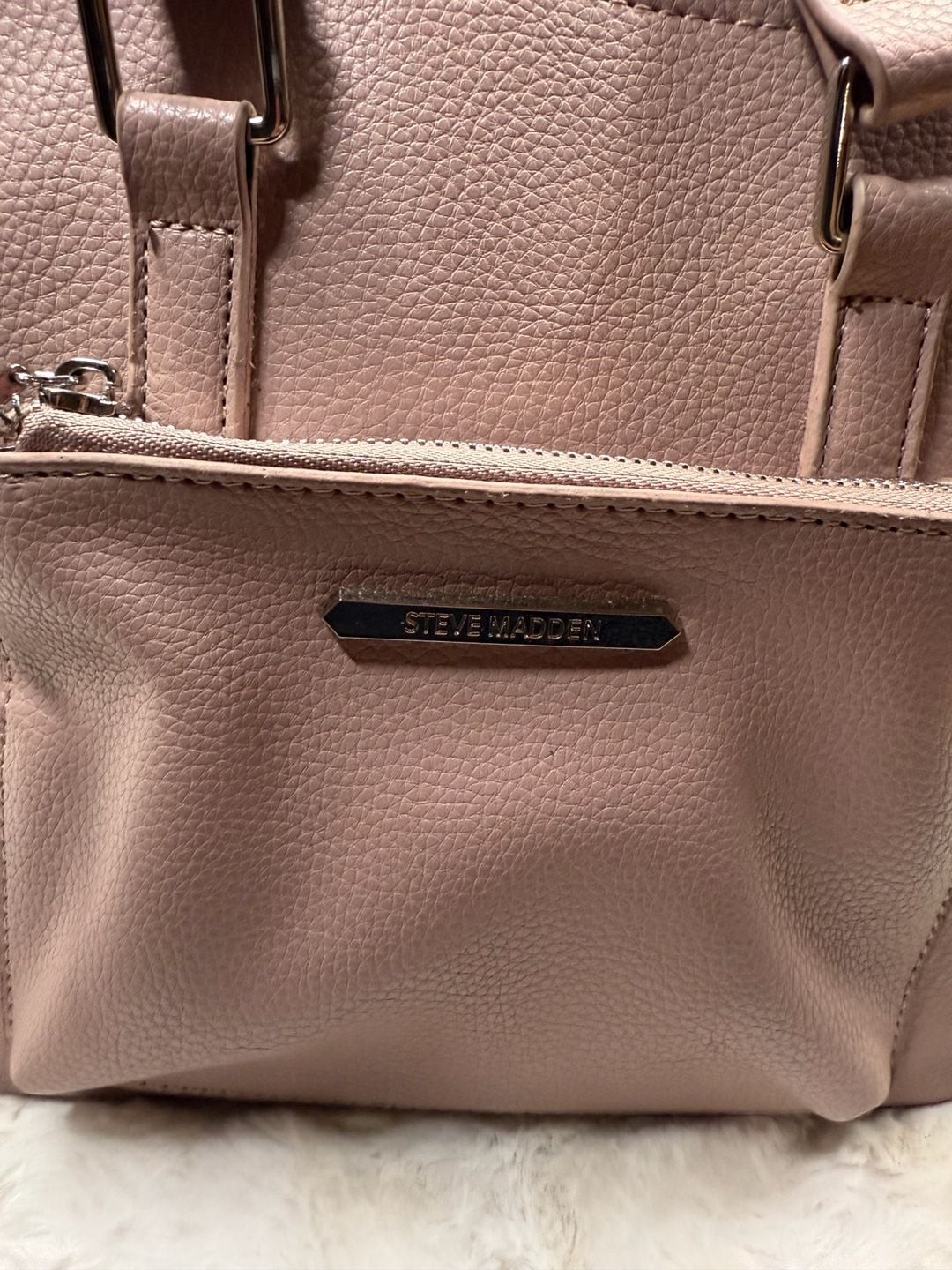 Steve Madden Blush Pebbled Faux Leather Satchel Handbag