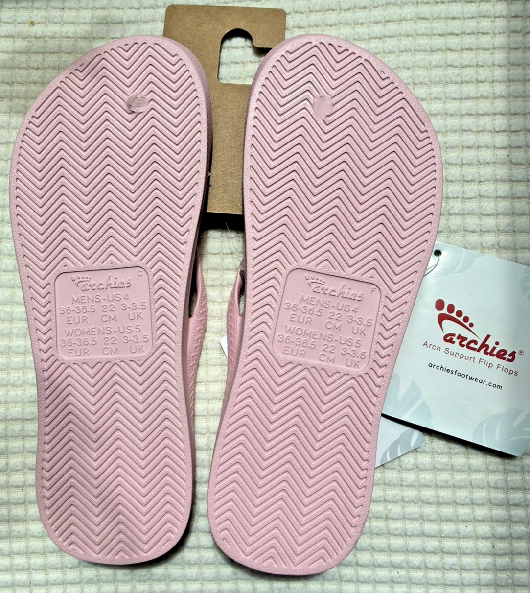 Archies Arch Support Thong Flip Flops NWT Unisex Pink Men 4 Woman 5