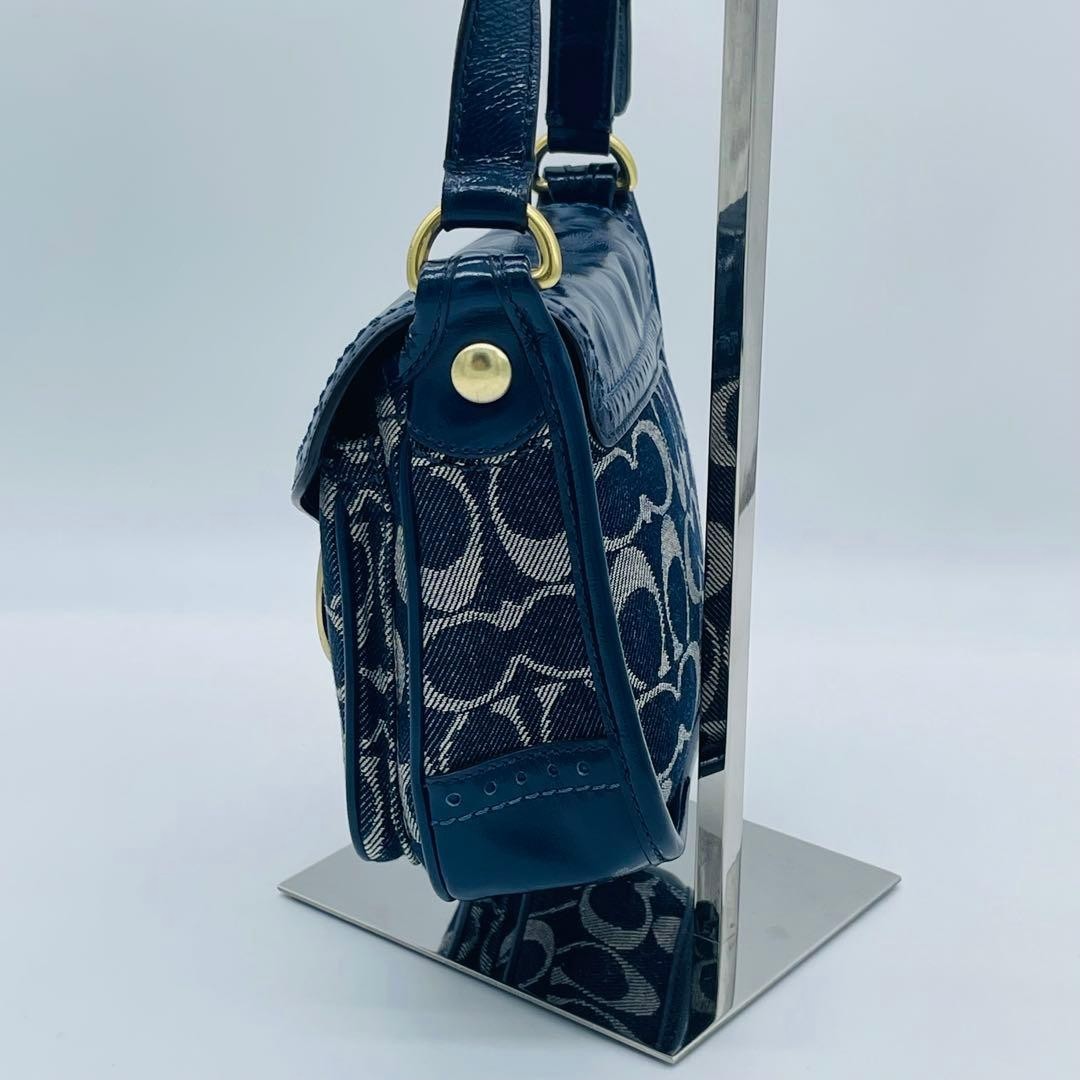COACH Bleeker Legacy Flapbag Soho Signature Shoulder Bag Navy Denim