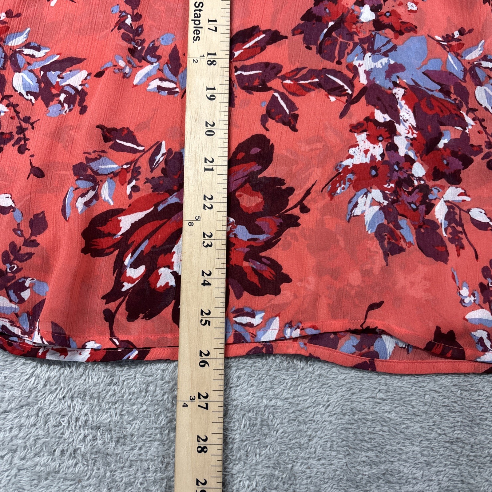 Lucky Brand Multicolor Floral Print Lace-Up Neckline Semi-Sheer Top Shirt Size L