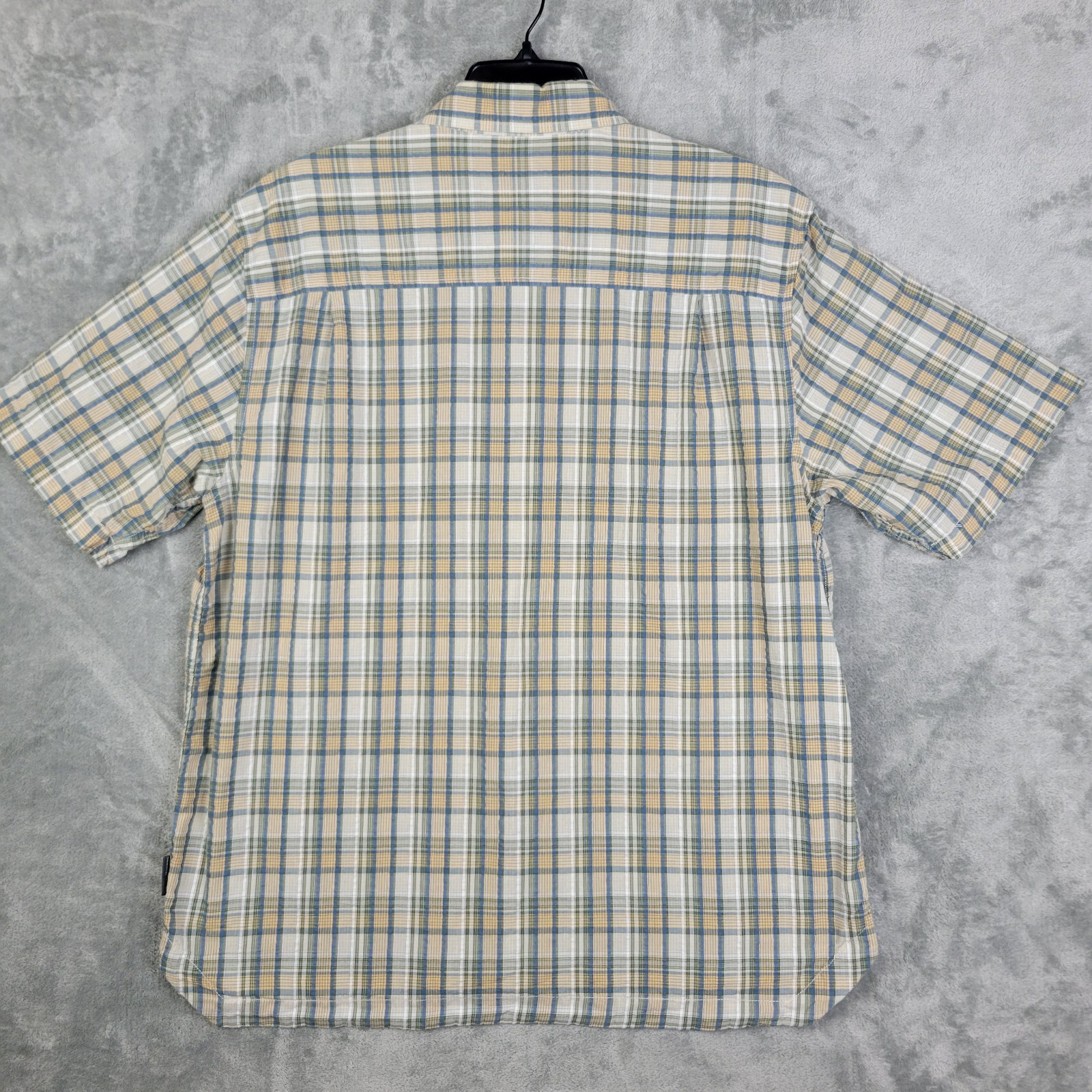 Royal Robbins Short-sleeve Blue, Yellow, Beige Plaid Button-up Shirt Mens LG