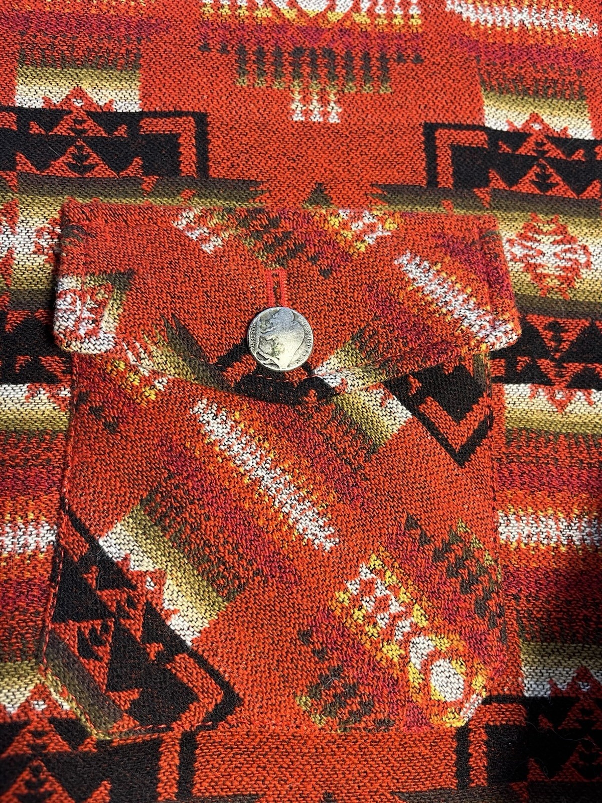 Pendleton Chief Joseph XXXL Wool Blend Button-Up Red Geometric Pockets
