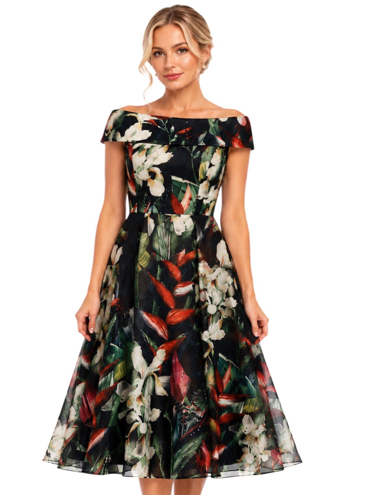 Jolie Moi Botanical Fit & Flare Midi Dress Uk 12 BNWT Wedding Races Cruise