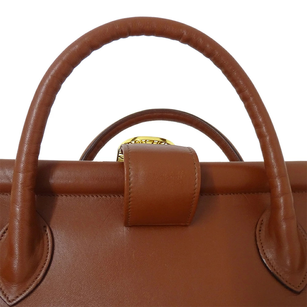 Valentino Garavani Leather Brown Simple Elegant Handbag Women’s #BBB490