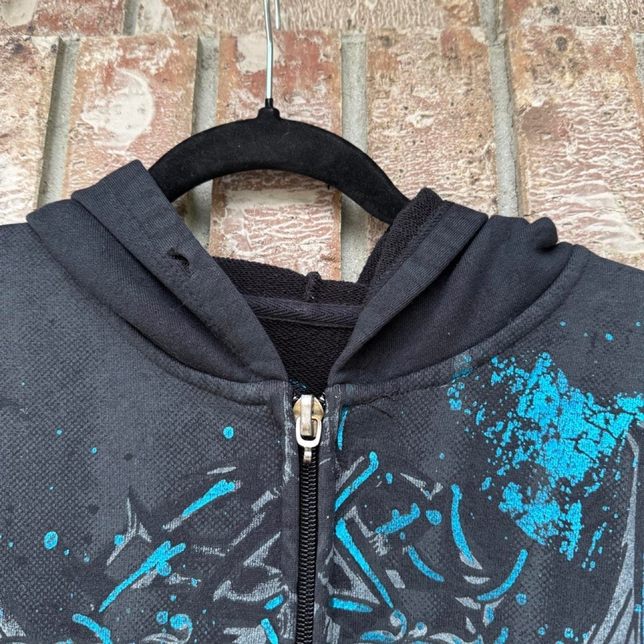 BLACK 00s AVIREX WING GRAPHIC ZIP UP HOODIE