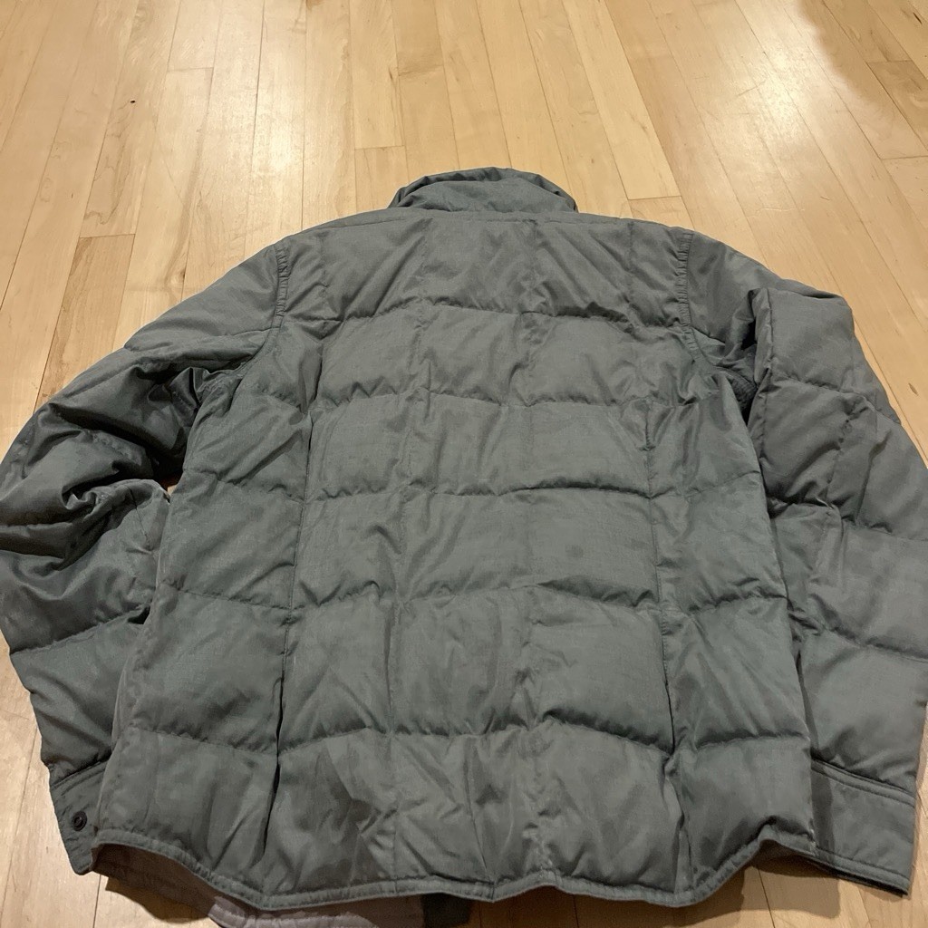 Eddie Bauer Women’s Gray Down Puffer Jacket M Quilted Collared Pockets Snap