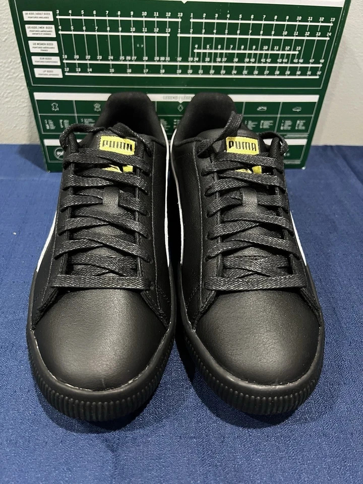 Puma Clyde Core Leather Foil Black/White Low Shoes Sneakers 364669-04 Men’s New