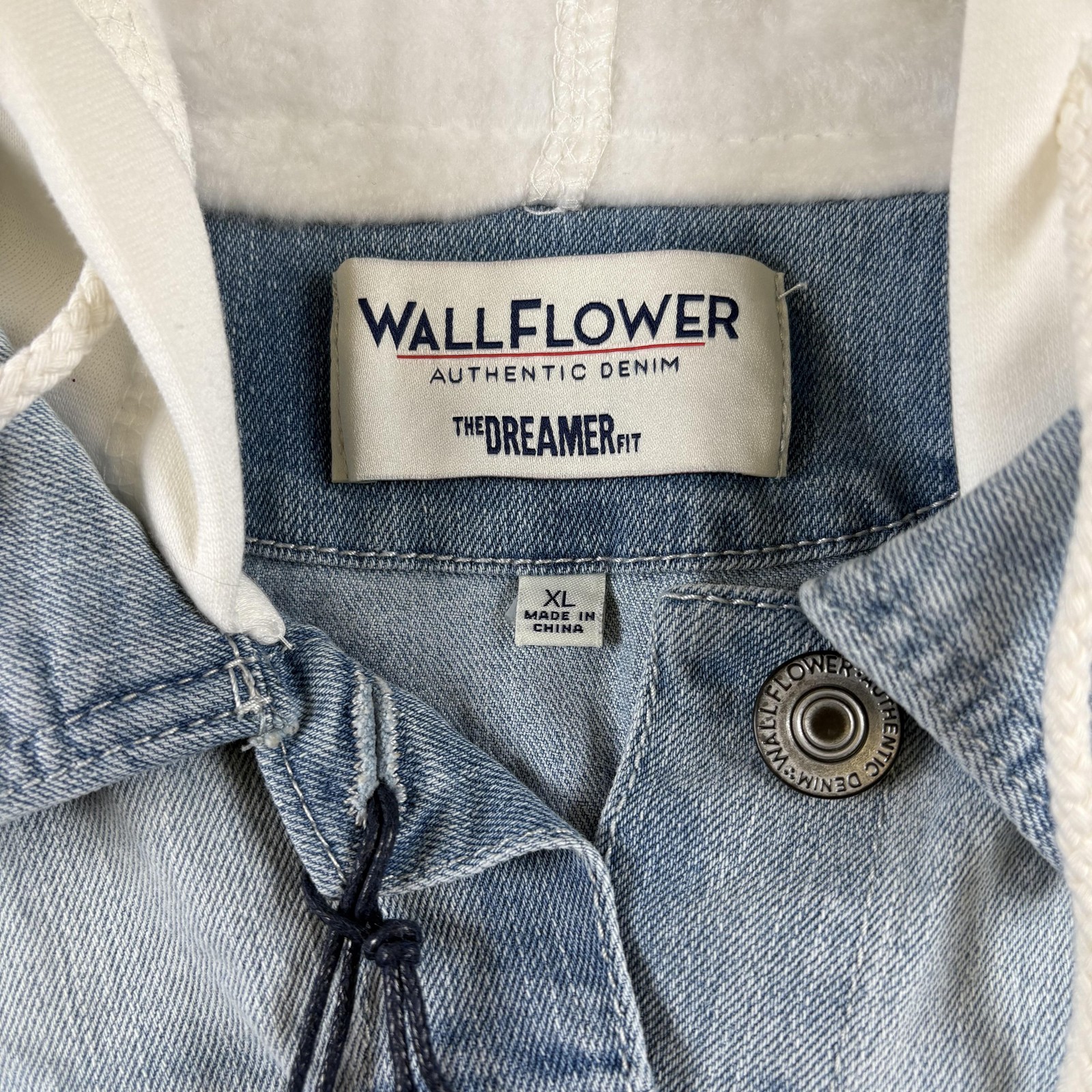 Wallflower Jacket Womens XL Blue Cina Wash Dreamer Hooded Knit Sleeve Denim Y2K