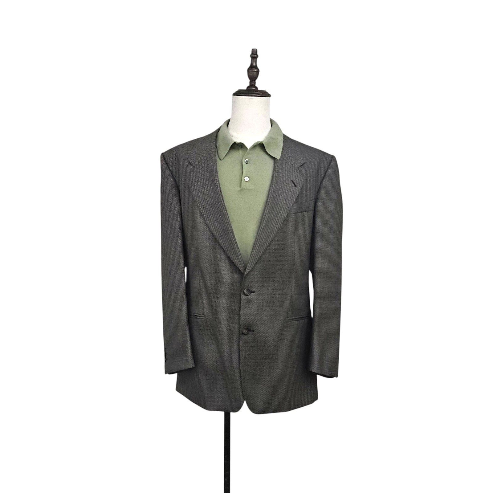 Yves Saint Laurent YSL Mens 44 L Blazer Sport Coat Jacket Woven Worsted Wool