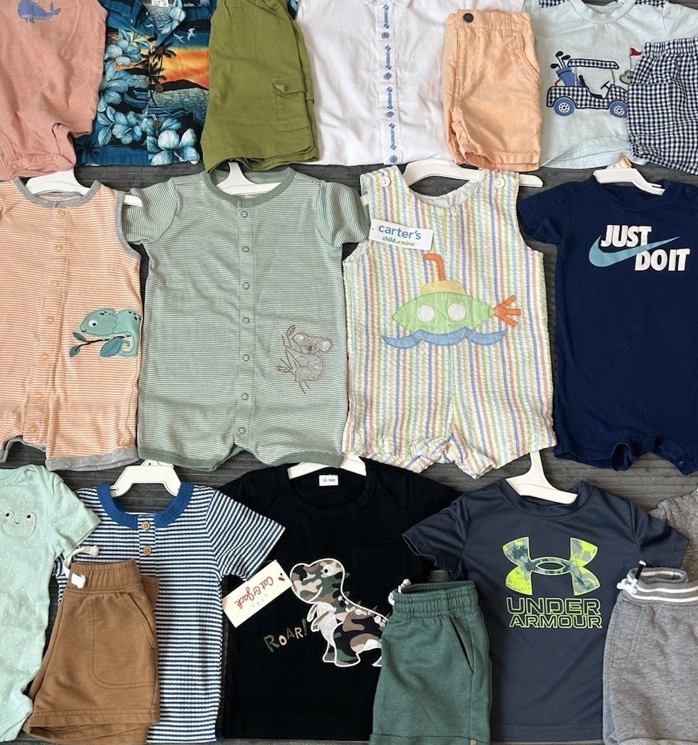 Huge Lot Baby Boys Clothes 12 Months NEW &EC Carters Nike Shorts Sets Shirts 12m