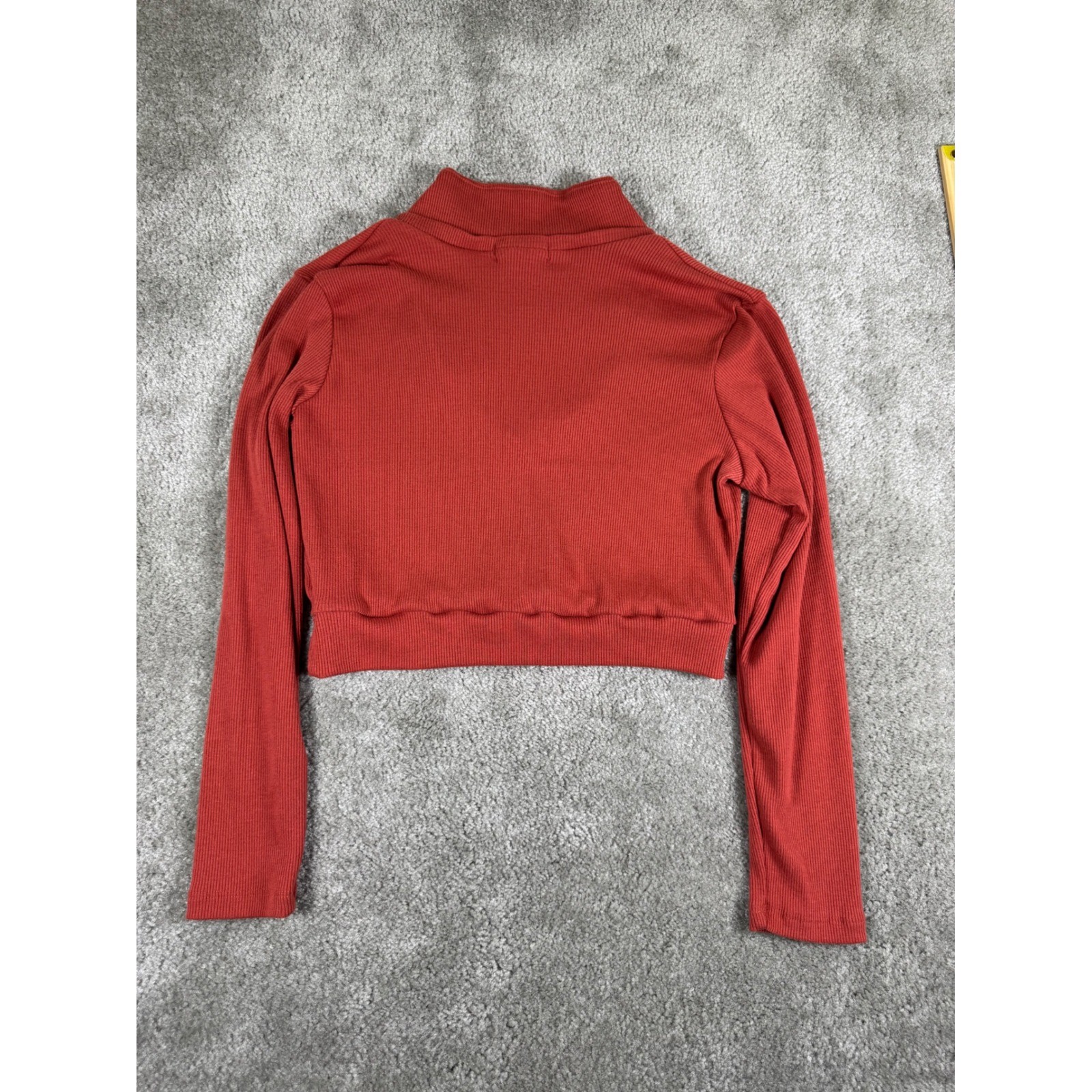 Altar’d State Ribbed Crop Top Rust Orange V-Neck Long Sleeve Large A1596K706JD