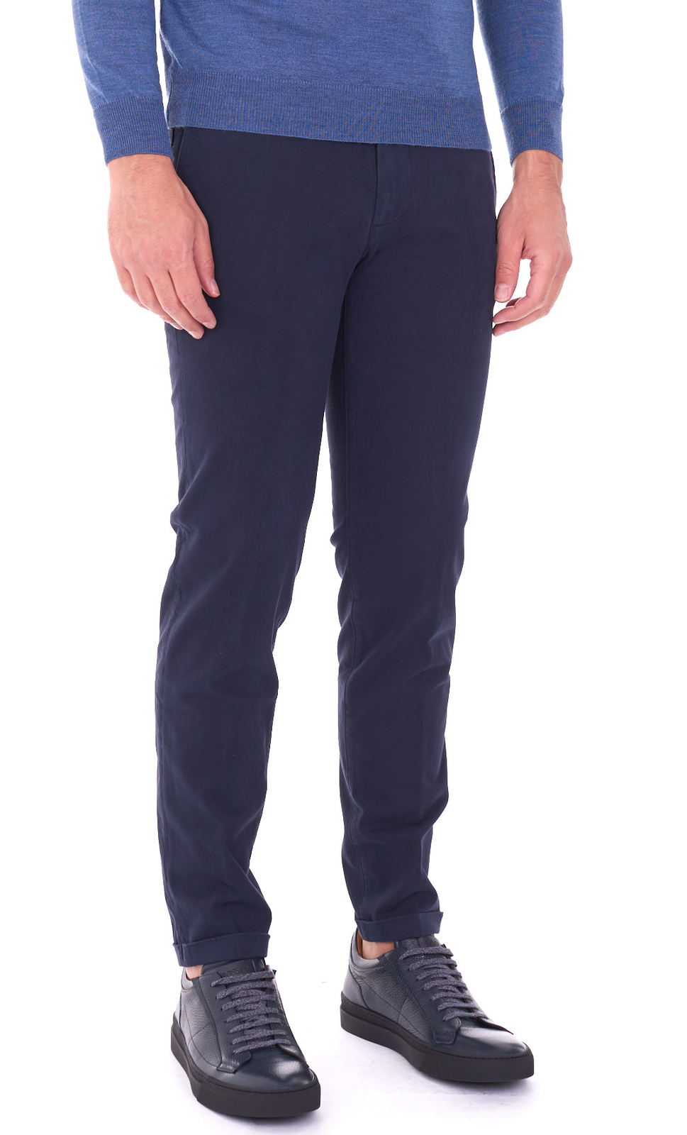 PANTALONE RE HASH MUCHA TINTA UNITA CON RISVOLTO DA UOMO P249-2076