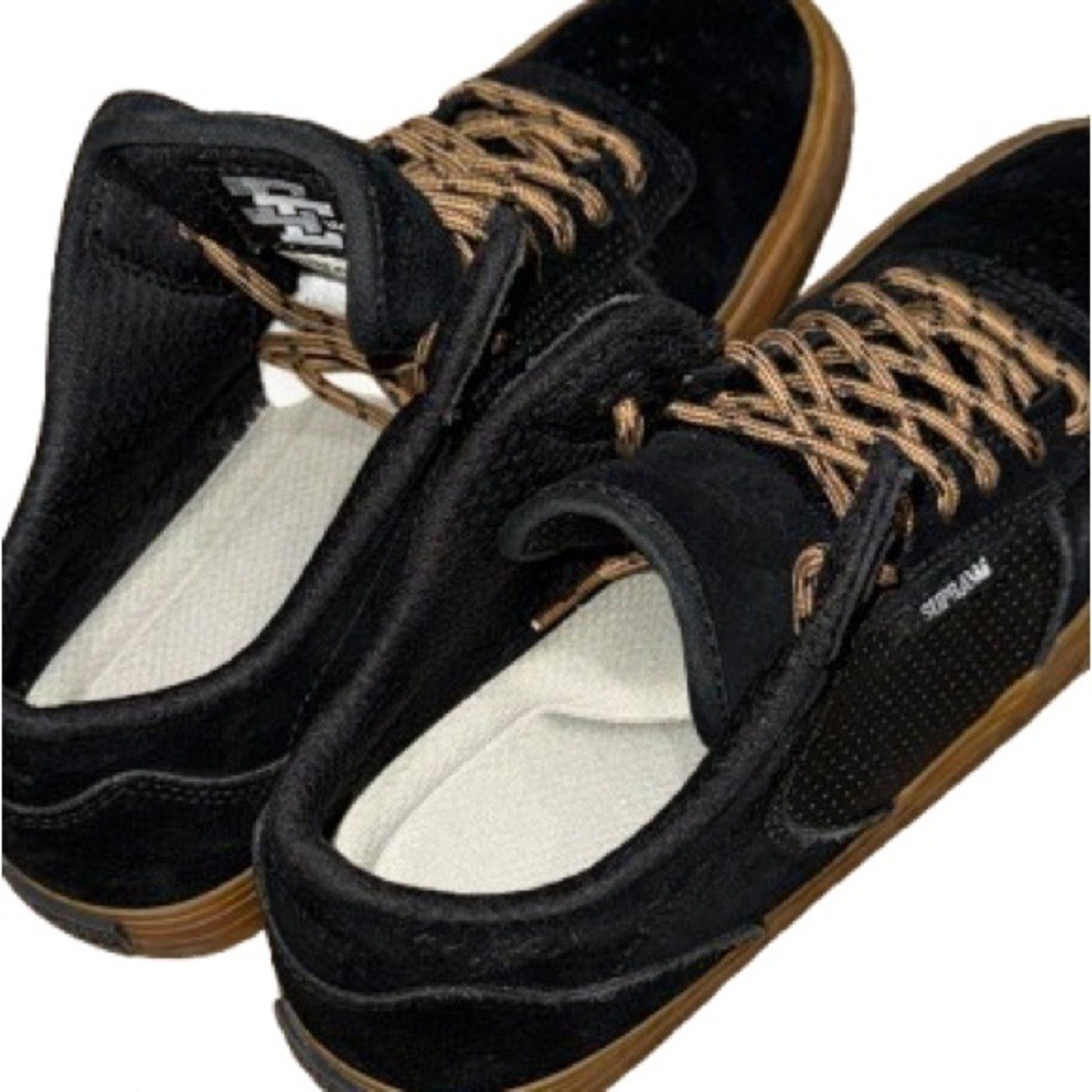 👟🛹 SUPRA Black Suede Skate Shoes Gum Sole Streetwear Sneakers | US Men’s 8