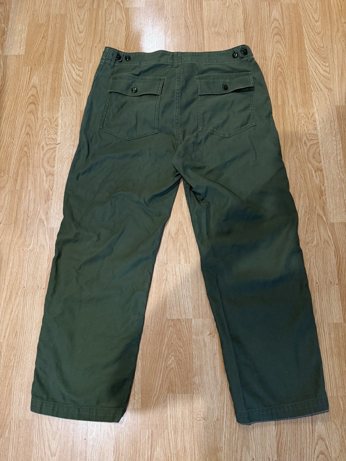 Worn OG-107 Fatigue Utility Pants Military Sateen Army Green Indigosea 36×30