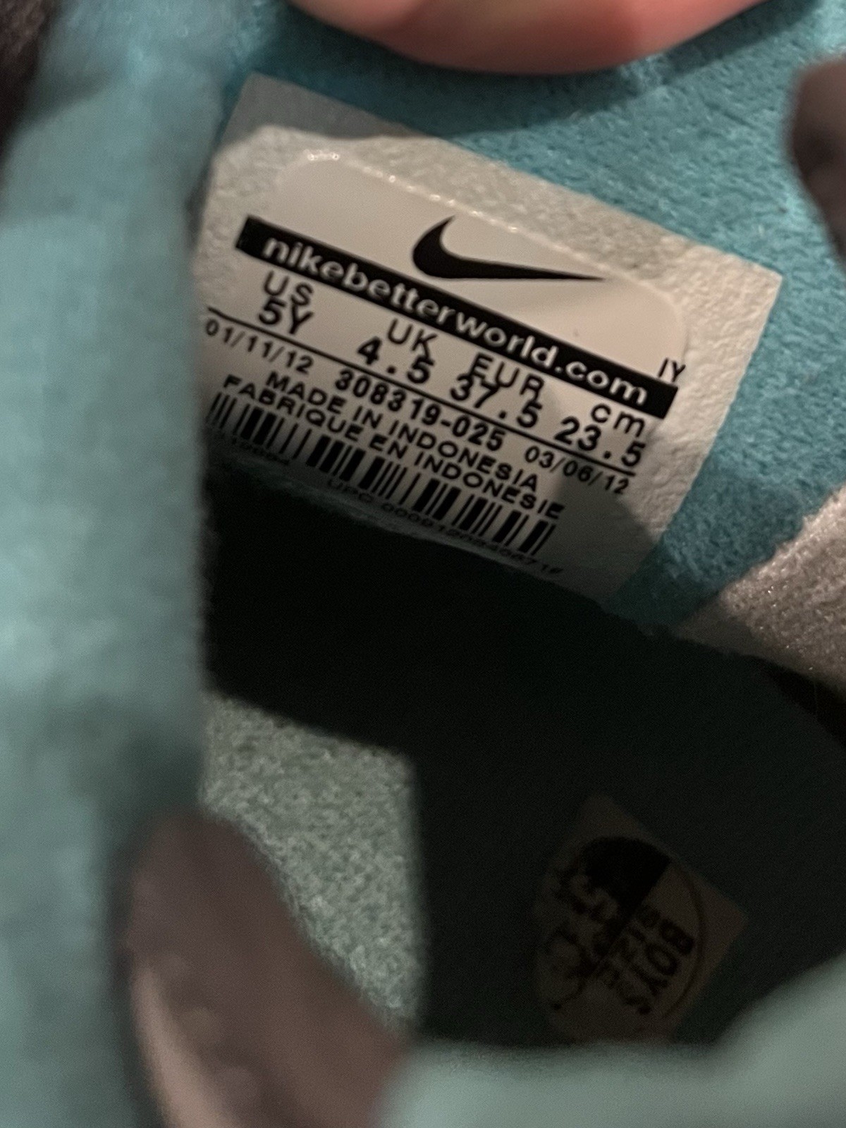 Nike Dunk High Top Sneakers Youth 5Y Gray/Black/Teal 308319-025