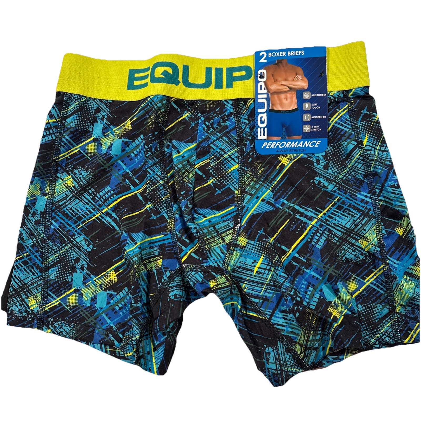 Men’s Equipo 2-pk. Boxer Briefs Size Small Blue, Green, Black Colors