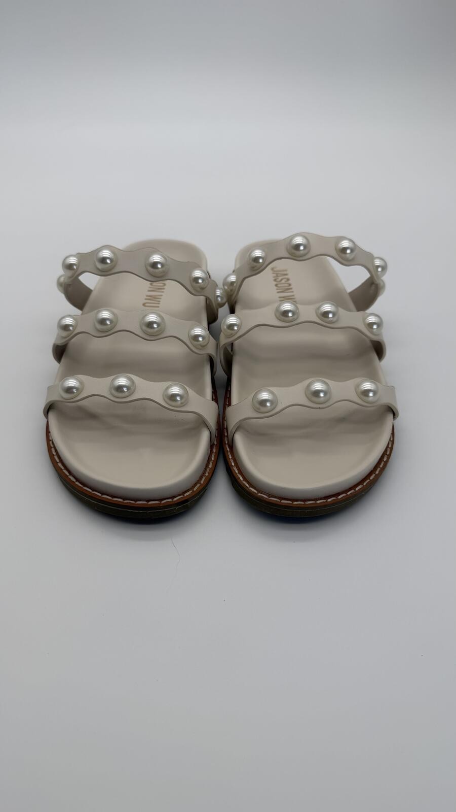 Jason Wu Pearl Embellished Strap Slide Sandals Ivory Cream Women’s Size 6.5