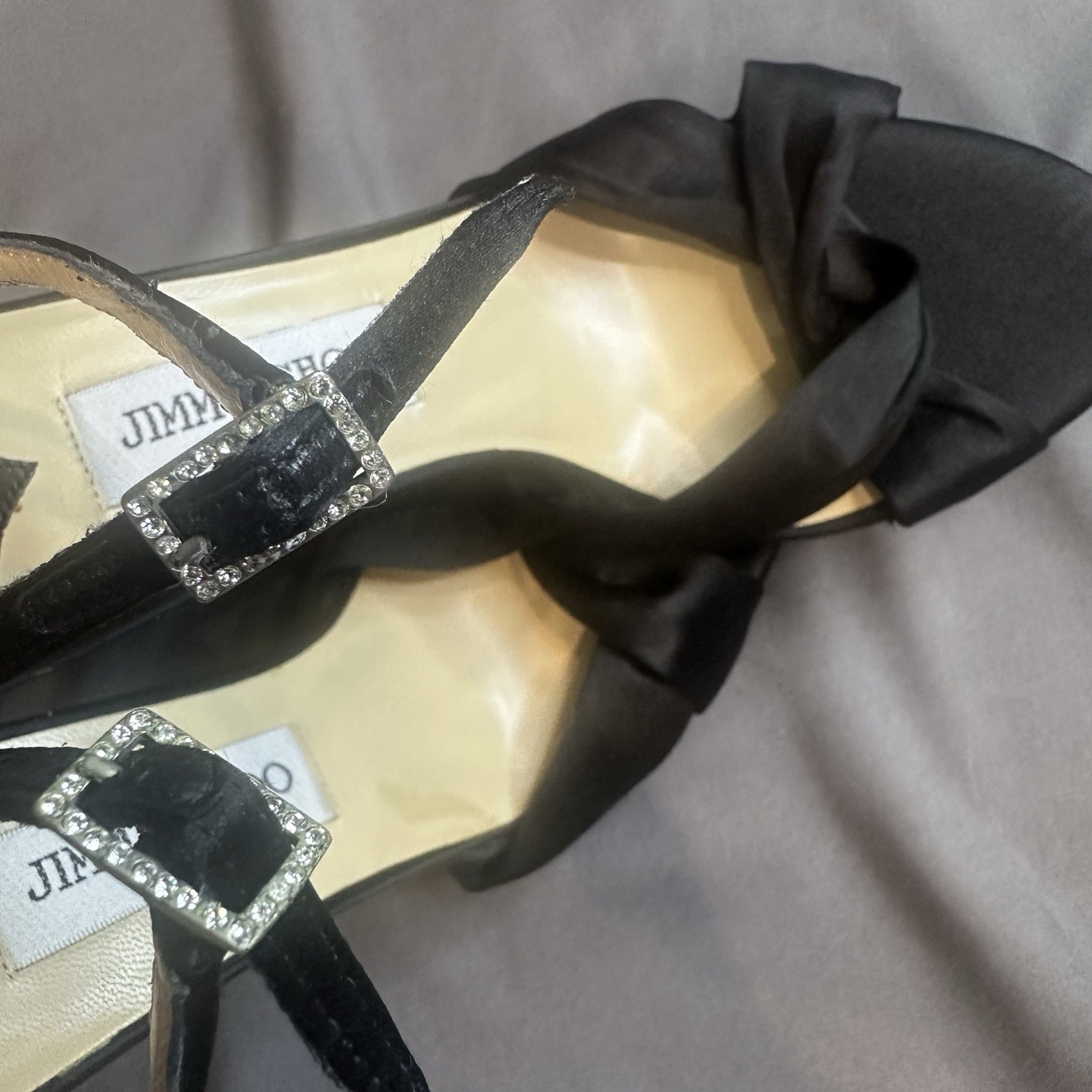 Jimmy Choo Black Satin Macy Ankle strap Sandals Shoes Size 39 US 8.5-9 New Other