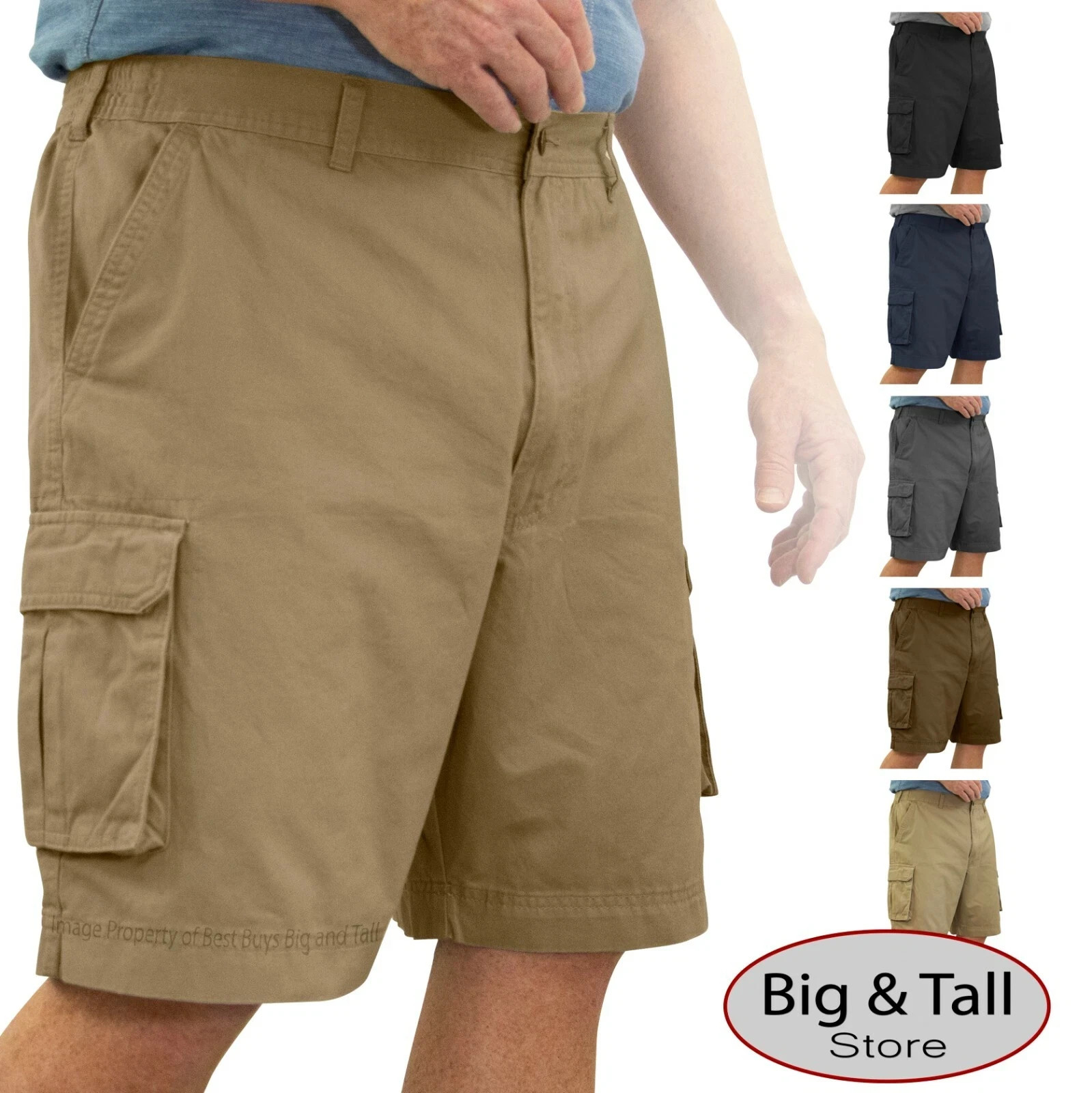 Big & Tall Size 54 Men’s ROCXL Cargo Shorts Expandable Waist