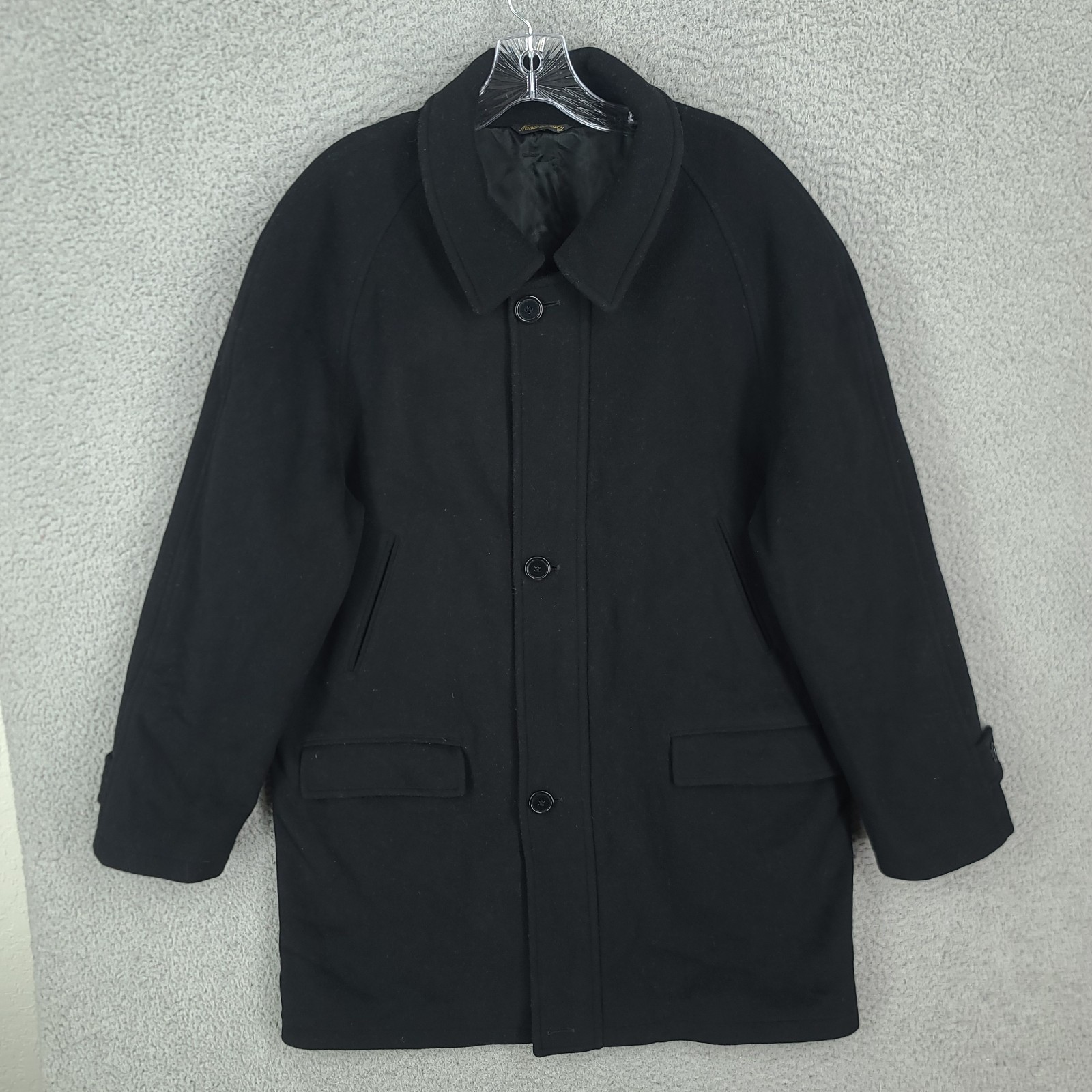 Valente Coat Mens 42 Long 75% Wool Cashmere Made In Italy Black Full Zip