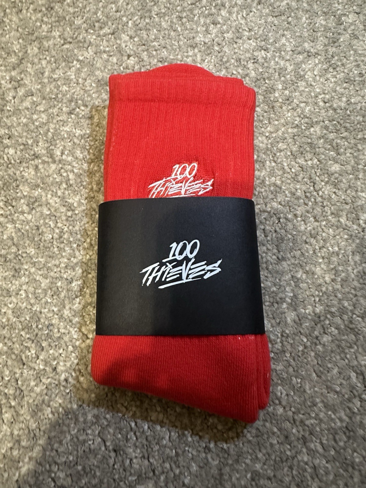 100 Thieves NWT Foundations Crew Socks One Size Red Cotton Blend Stretch
