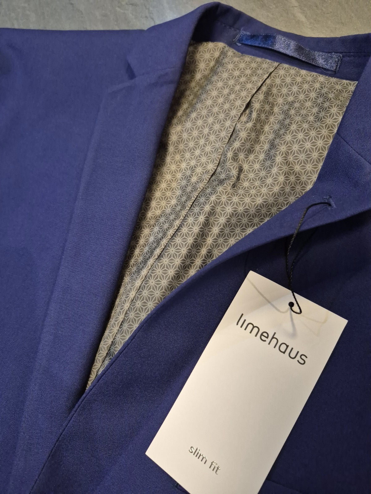 Limehaus Slim Fit Cobat Blue Suit Jacket, Size 44R BNWT