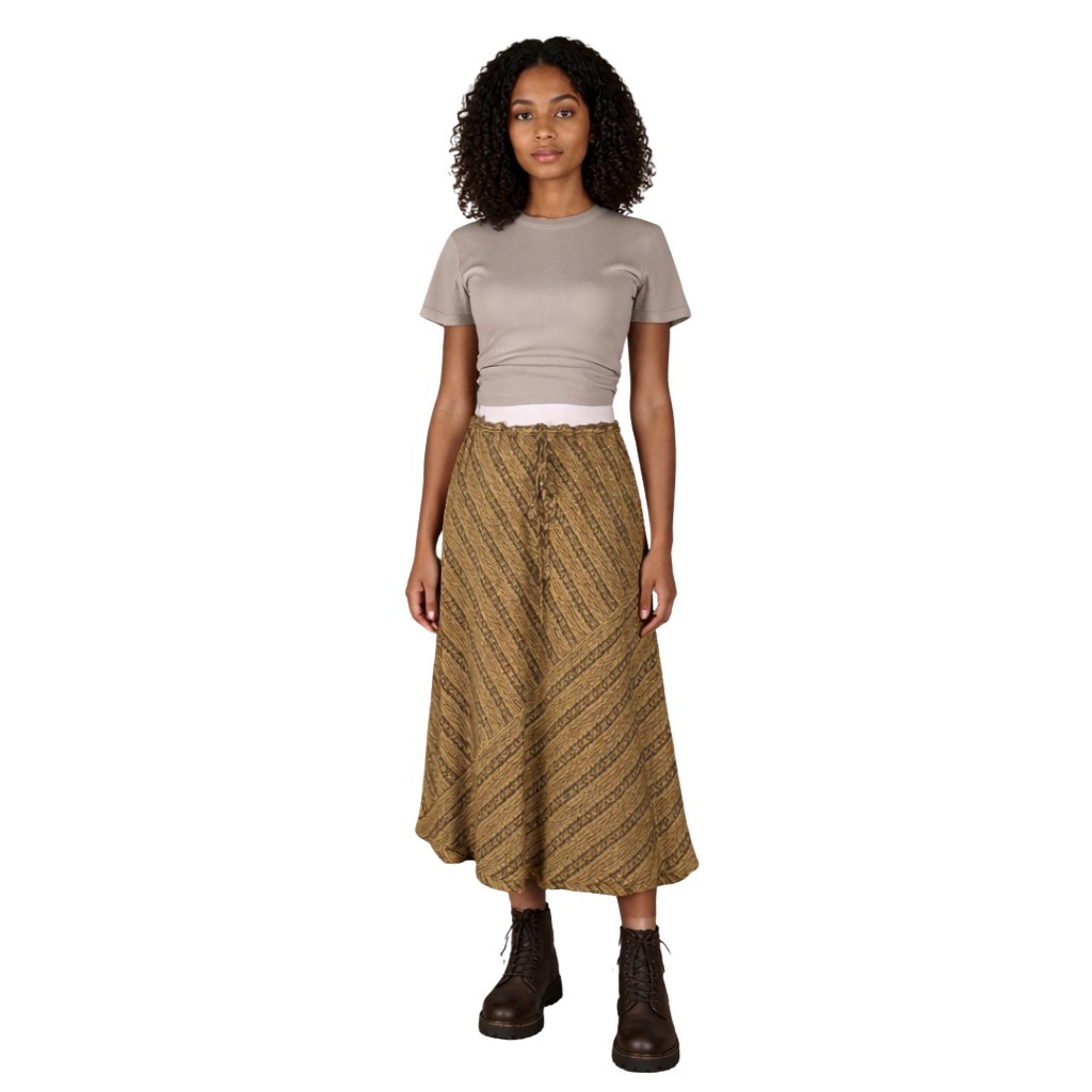 90s Slip Skirt SZ 12 SILK Brown Earthy Art Teacher Neutral Asymmetrical Tribal