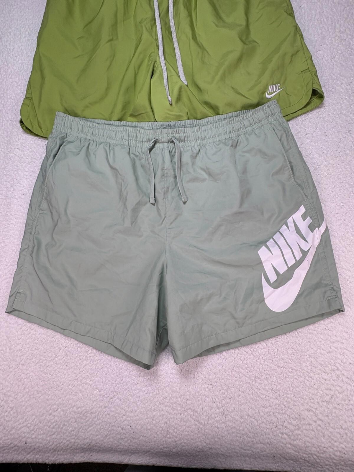 Nike Flow Shorts 2XL Green Mesh Lined Lightweight Woven Athletic Fit Lot of 2
