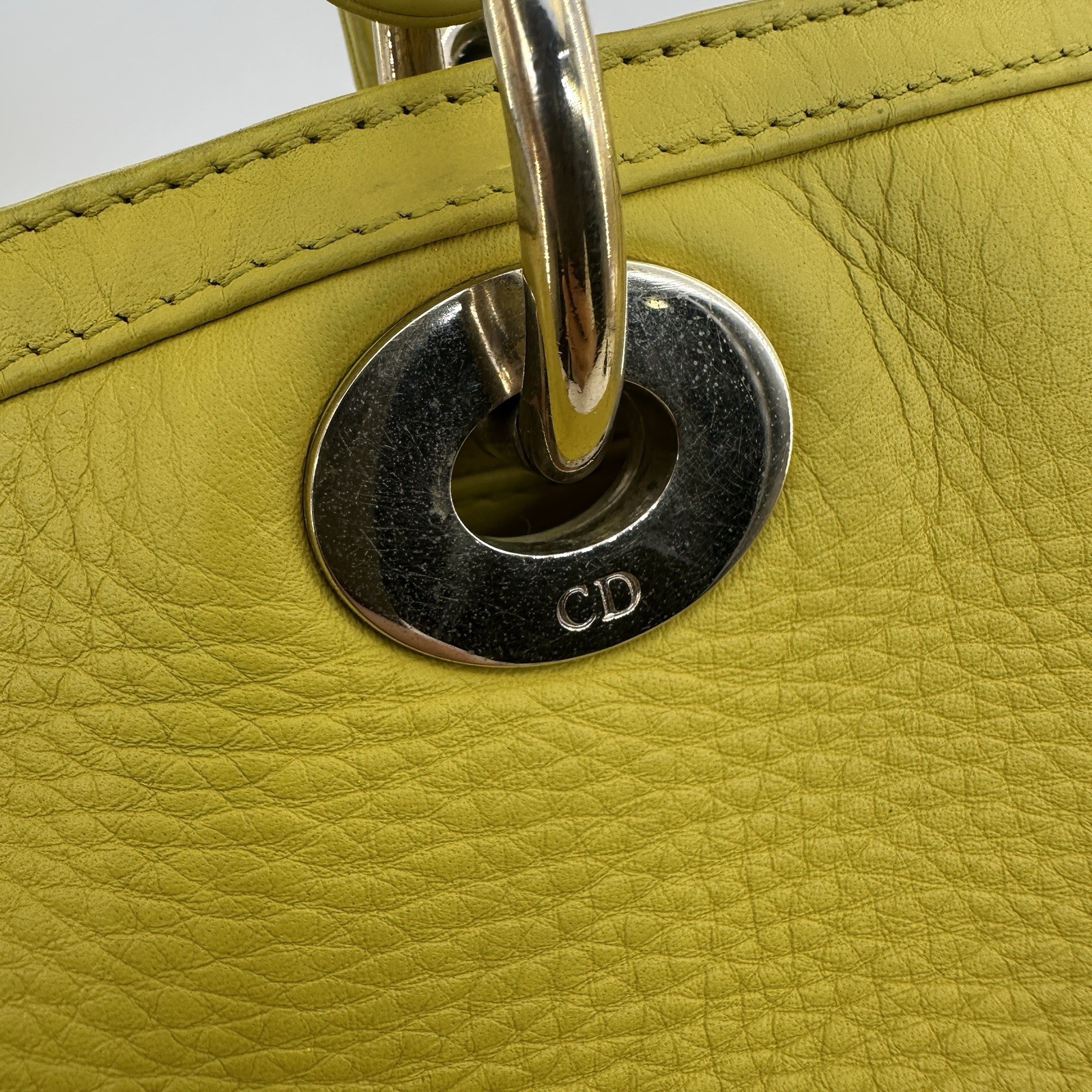 Dior Leather Top Handle & Shoulder Bag Lemon yellow leather.